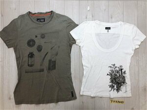 AJ ARMANI JEANS アルマーニジーンズ レディース Tシャツ 2点セット まとめ売り 小さいサイズ XS 白・グレー