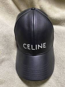 セリーヌ　オールレザー ベースボールキャップ 黒 L celine エディスリマン正規品本物　leather cap hedi slimane