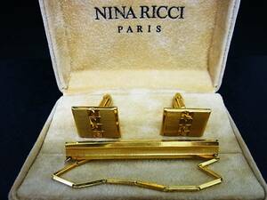 ◎№1618◎■USED並品■ニナリッチ【NINA RICCI】【ゴールド】■カフス＆ネクタイピン セット♪