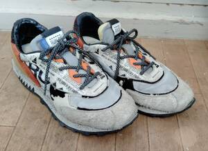 ★美品★RUN OF (ランオブ)★RO-I　JUNGLE/スニーカー★SIZE43　27㎝前後★グレー×オレンジ系★MADE　IN　ITALY★イタリア製★即決★中古