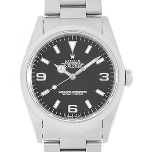 ロレックス エクスプローラーI 14270 ブラック オールトリチウム シングルバックル W番 中古 メンズ 腕時計