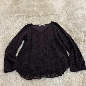 moussy 長袖トップス　F 花模様　パープル　D917