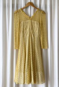 ヴィンテージ ** 1970s 美しいお花レースのワンピース vintage dress フランス古着