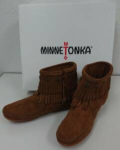 ☆新品☆MINNETONKA☆＃693 ミネトンカのダブルフリンジサイドジップブーツ US/5(22㎝) ダークブラウン☆ 