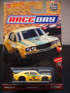 ホットウィール MAZDA RX-3 RACE DAY マツダ　ミニカー レース仕様　旧車 オーバーフェンダー YOKOHAMA × NGK × HOT WHeeLs コラボ