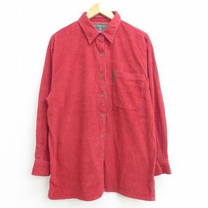 【50%OFF】古着 アバクロンビー Abercrombie&fitch 長袖 シャツ レディース 90s ワンポイントロゴ 太畝 コーデュロイ 大きいサイズ コ 5OF