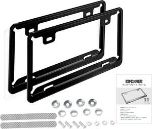 ブラック SODOI 2枚セット ナンバープレートフレーム フロント リア ステンレス鋼 メタリック 防錆 軽自動車に適用 車外用