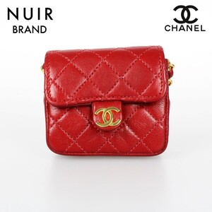 極美品 シャネル CHANEL ミニミニマトラッセ ベルト欠品 ポーチ レザー レッド P1376