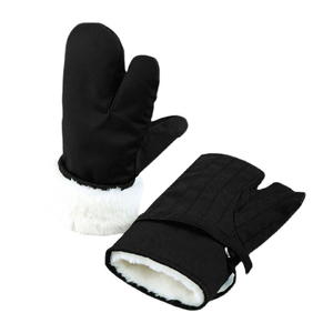 ブラック 黒 防寒 作業手袋 3本指 羊 毛皮 冷凍庫 自転車 あたたかい フリーサイズ 冬