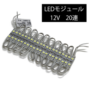 【2個セット】LEDモジュール 非防水 2835SMD 白色 12V 0.5cm×2.4cm 20連 