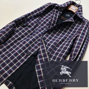 i11 超美品　タータンチェック柄定価12万●BURBERRY BLACK LABEL●ステンカラーコート バーバリーコート メンズ 別格 イタリアンコーデ