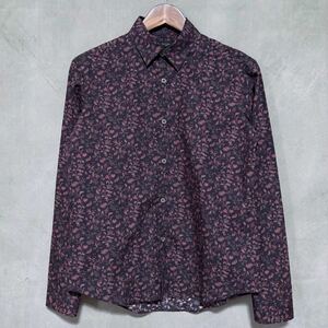 Paul Smith London ポールスミス CLIMBING FLORAL PRINT SHIRT 現行タグ フローラルプリント シャツ size.S 茶紫 パープル 総柄