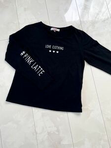 Pink latte ピンクラテ ロングTシャツ サイズXS150㎝　長袖Tシャツ ブラック 