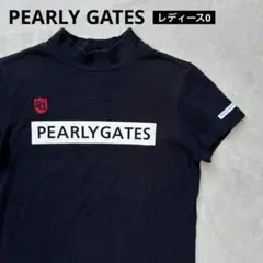 PEARLY GATES ベアカノコ 半袖モックネックTシャツ ロゴ ネイビー0