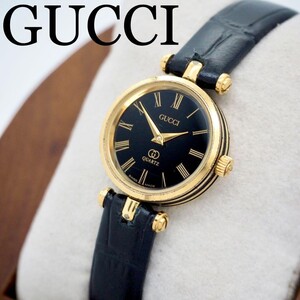 300 GUCCI 時計　ブラック　サイドライン　ゴールド　新品バンド