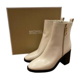 1円 Michael Kors マイケルコース レザー アンクルブーツ 8M アイボリー系