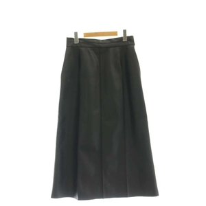 エリオポール 近年モデル FAKE LEATHER PANEL SKIRT スカート ロング ミモレ丈 台形 フェイクレザー 38 黒 /MI ■OS レディース