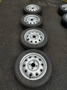 【引き取りのみ】 タイヤ １５５/６５Ｒ１４ ＆ スチールホイール ４.５Ｊ×１４ ハブ径：約５８.５　４本セット