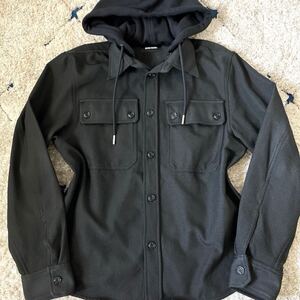 美品◆XLサイズ相当！2way◎ DIESEL ディーゼル ジャケット ブルゾン シャツジャケット J JESSY HOOD 背面ロゴ フード メンズ ブラック 黒