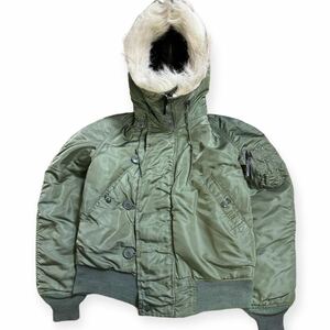 ALPHA INDUSTRIES 80s 90s USA製 ビンテージ N-2B フライトジャケット 白毛ファー仕様 Sサイズ 民間用