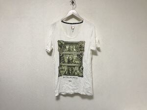 本物グラムglambコットンプリント半袖TシャツメンズアメカジサーフミリタリービジネススーツL白ホワイト3ストリート