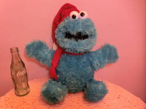 セサミストリート◆クッキーモンスターぬいぐるみ人形BIG 45㎝◆SESAME STREETcookie monster Vintage マペット ジムヘンソン