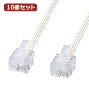 まとめ得 10個セット サンワサプライ やわらかスリムケーブル(白) TEL-S2-10N2 TEL-S2-10N2X10 x [2個] /l