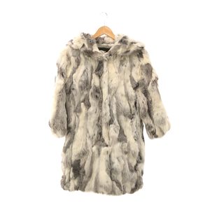 ◆中古品◆ROYAL FURS ホワイト×ライトグレー系 毛皮 ファー コート レディース 詳細不明 レディース サイズ:38【M】 kyR6121NSN