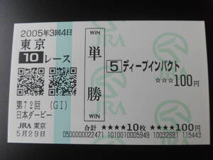 ★JRA ディープインパクト号　第72回日本ダービー　現地単勝馬券　即決　