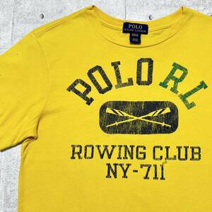 POLO RALPH LAUREN Tシャツ ヨット ポロ ラルフローレン　　マリン セーリング プリントヒビ割れ加工 vintage加工 ビンテージ加工 玉10165