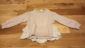 アプレレクール 110センチ 薄手トレーナー キッズ 子供服 お出かけ 洗いがえ かわいい 花柄 女の子 トップス フリル