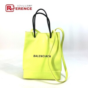 BALENCIAGA バレンシアガ 568817 ショルダーバッグ 斜め掛け ショッピングトートXS 2WAY トートバッグ レザー イエロー レディース【中古】