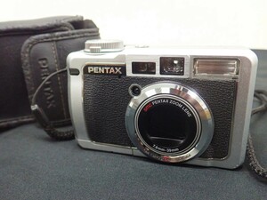 良品　PENTAX ペンタックス オールドコンパクトデジタルカメラ Optio 750Z シルバー バッテリー、ソフトケース付き　動作確認済み