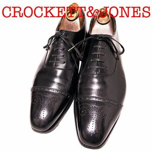 371.CROCKETT&JONES クロケットアンドジョーンズHARLEY キャップトゥ レザーシューズ ビジネスシューズ ブラック 7D