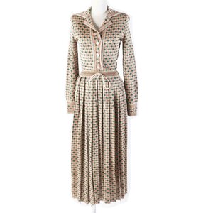 極美品◎GUCCI グッチ 21SS 632923 VISCOSE RAME DRESS ウエストベルトマキシドレス/ワンピース マルチ XS イタリア製 正規品 レディース