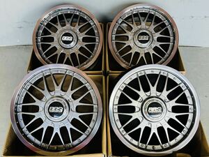 【希少】BBS RS4 817 17インチ 7J +25 139.7/6穴 ハブ径 100φ エルグランド E50 など 当時物 絶版品 メッシュ 4本 セ