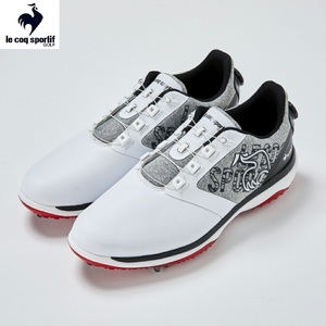 ・スピード発送 le coq sportif GOLF(ルコックゴルフ)マイクロファイバーPUレザー ダイヤル式スパイクシューズ QQ2SJA02(WHGY)２６．５ＣＭ