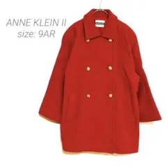 【アンクライン】ANNE KLEIN II✨良品✨ウールピーコート ミドル丈 赤