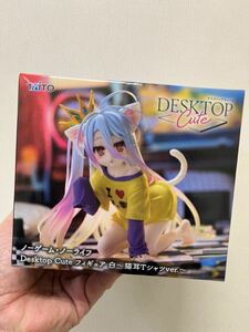 N241【在庫2★未開封新品】ノーゲーム・ノーライフ　Desktop Cute フィギュア　白　猫耳Tシャツ