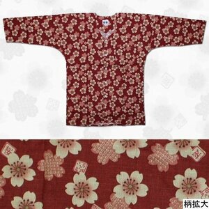 お祭用品/肉襦袢 鯉口シャツ 桜 エンジ/ベージュK-3　5号 (子供用)