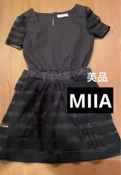 【美品】MIIA 半袖ワンピース(シースルースカート付き) ブラック