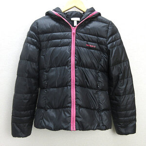 D■アデイダス/adidas ダウンジャケット JKT フーディ【L】黒/LADIES/55【中古】