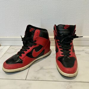 NIKE ナイキ ダンクスカイハイ 赤×黒 インヒール スニーカー　AIR JORDAN 黒 25cm 24.5cm