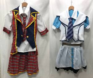 アイドル コスプレ 衣装 AKB 風 セット レディース チェック レッドxネイビー系 水色xホワイト系 A10