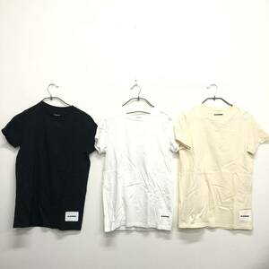 保存袋付き★【JIL SANDER】ジルサンダー★パックTシャツ３枚セット サイズM Tシャツ ホワイト ブラックアイボリー 08