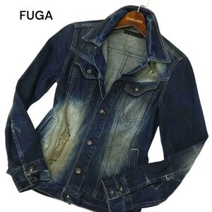 FUGA フーガ 通年 ダメージ＆USED加工★ スリム デニム ジャケット Gジャン Sz.44　メンズ　C4T00639_1#O