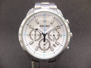 SEIKO セイコー 6T63-00D0 クオーツ クロノグラフ 白文字盤 メンズ 腕時計 稼働未確認