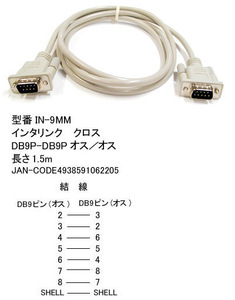 インターリンククロスケーブル(DB9Pin/オス⇔オス)/1.5m(R2-IN-9MM)