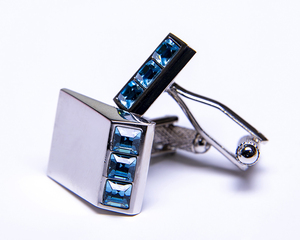 ★カフスボタン ONYX-ART LONDON ccc32 AQUAMARINE SWAROVSKI CRYSTAL CUFFLINKS