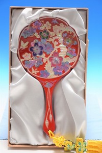 ■韓国 伝統工芸■螺鈿細工 お姫様鏡■梅の花・朱■ 